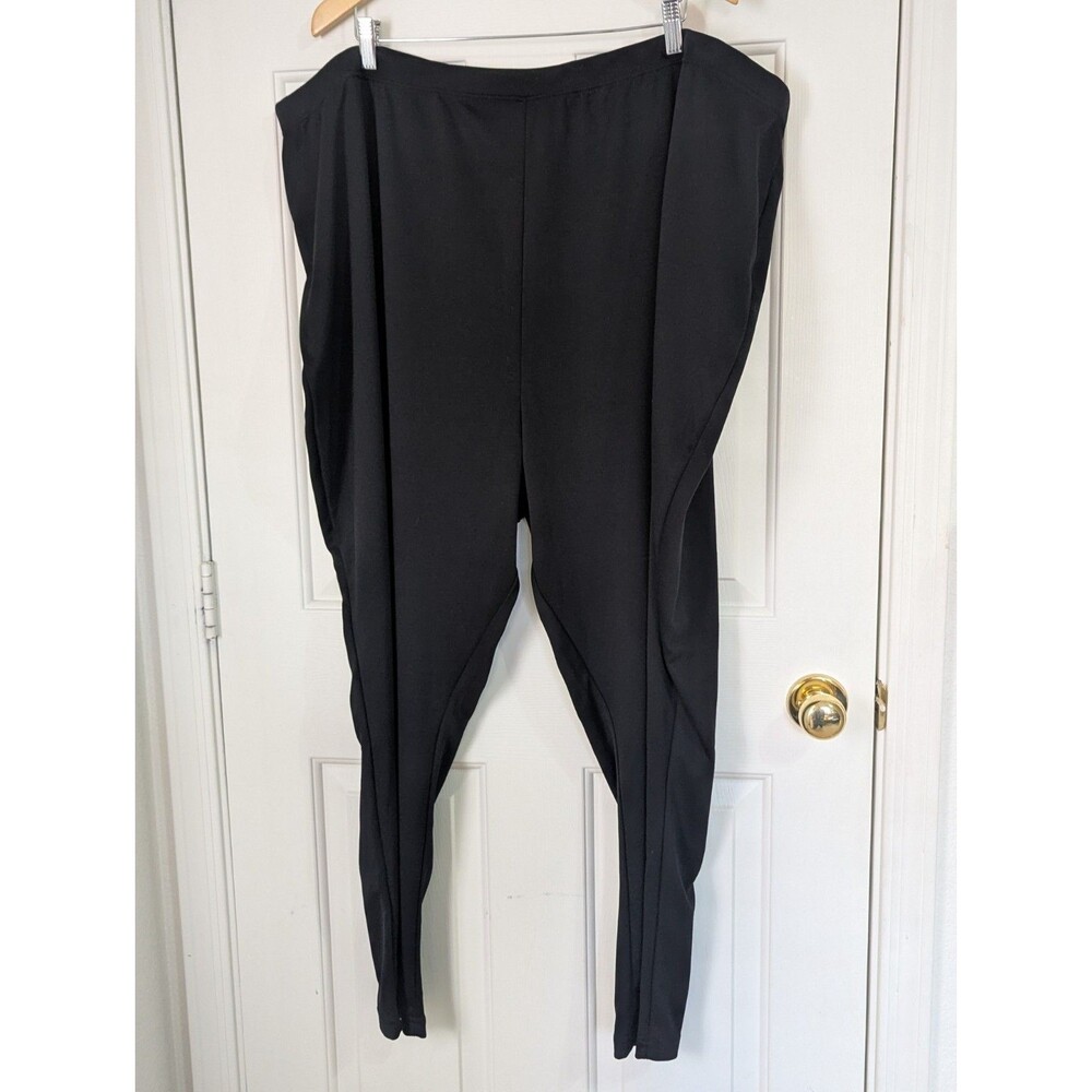 Woman Within Pull On Knit Pants 4X 34-36 Black Stretch Straight Leg Classic EUC